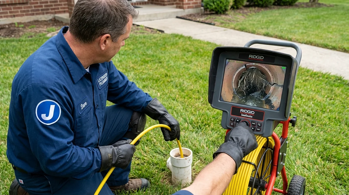Sewer camera inspection being performed by Johns Plumbing LLC in Philadelphia